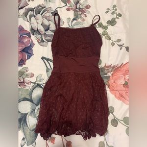 Burgundy Ballet Leotard with built-in-skirt Small
